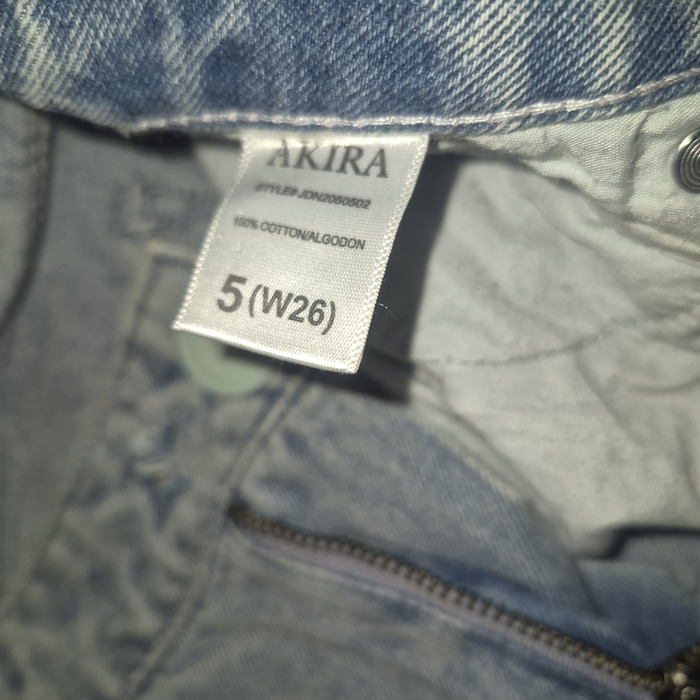 AKIRA Light Blue Distressed Patchwork Straight Le… - image 6